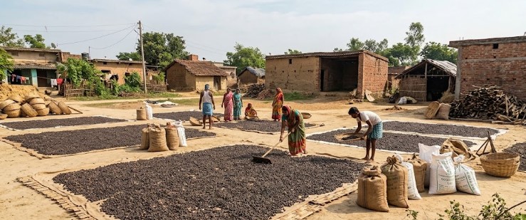 Phase 2: Natural Sun-Drying and Moisture Conditioning of Makhana